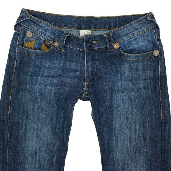 True Religion Bobby Jeans Straight Leg Low Rise Sz 30 Short DarkWash Stretch Y2K - Picture 13 of 14